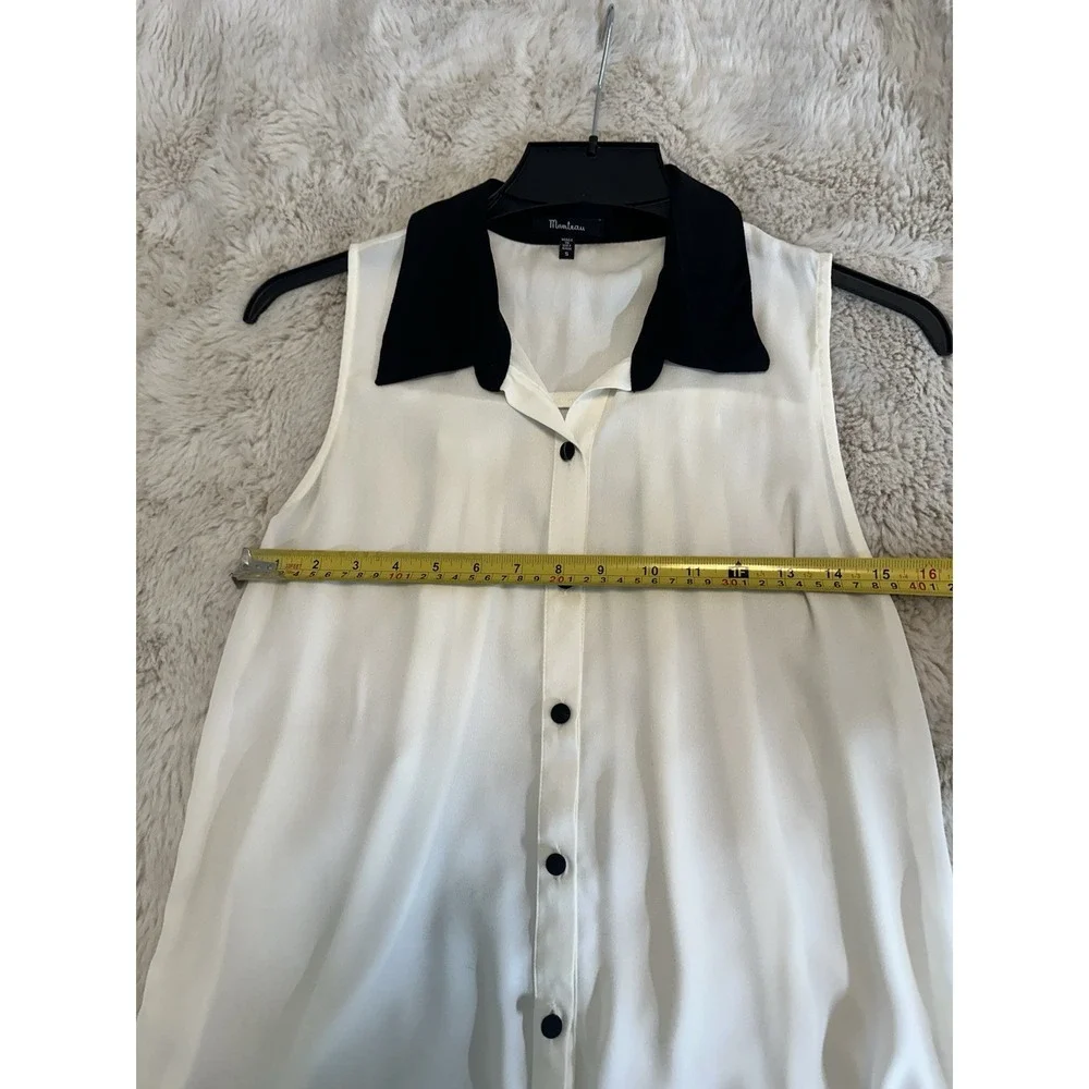 Monteau  Black & White Tie Blouse Size‎ S